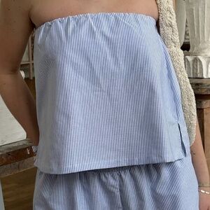 Djerf Avenue Breezy Tube Top Blue Stripe